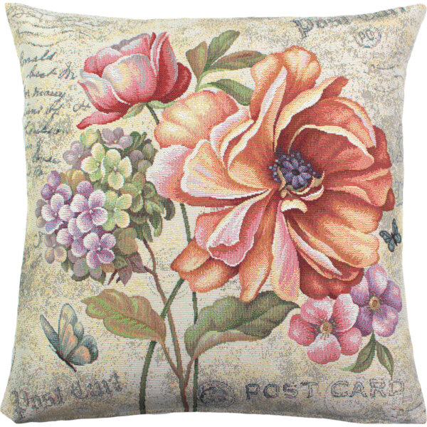 SANDNER Post card Kissenhülle Blumen-Gobelin