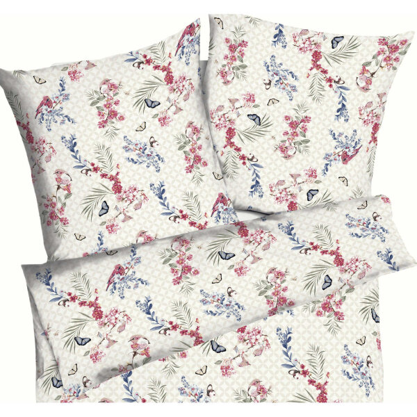 KAEPPEL Spring Birds Jersey-Bettwäsche aus BIO-Baumwolle mit Blumen-Print