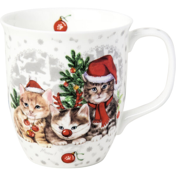 IHR Cat-Mas Kaffeebecher mit Katzenbabys im Weihnachtsoutfit