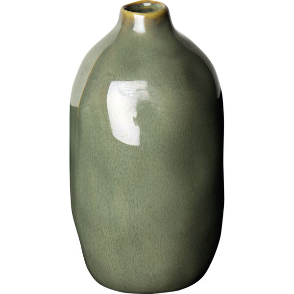 IHR Keramik Vase mit ausgefallener Form Ø 7 x 14,5 cm olivgrün