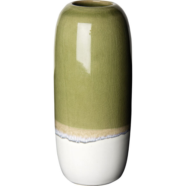 IHR Keramik Vase mit außergewöhnlicher Form und Farbverlauf Ø 8,5 x 20,5 cm grün