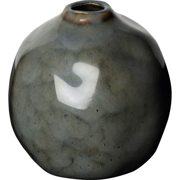 IHR Keramik Vase mit außergewöhnlicher Form Ø 8,50 x 9 cm grau-blau