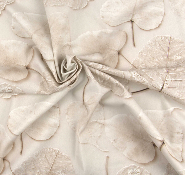SANDNER Silberblatt Baumwoll-Tischläufer mit naturgetreuem Blätterdruck