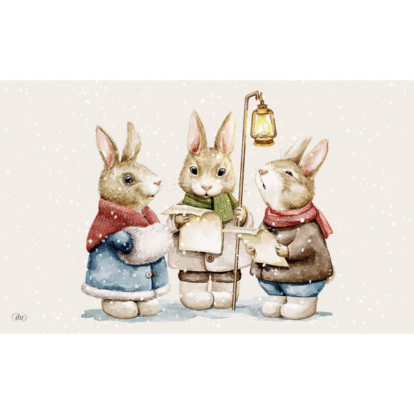 IHR Leise rieselt der Schnee Frühstücksbrettchen mit singender Hasenfamilie