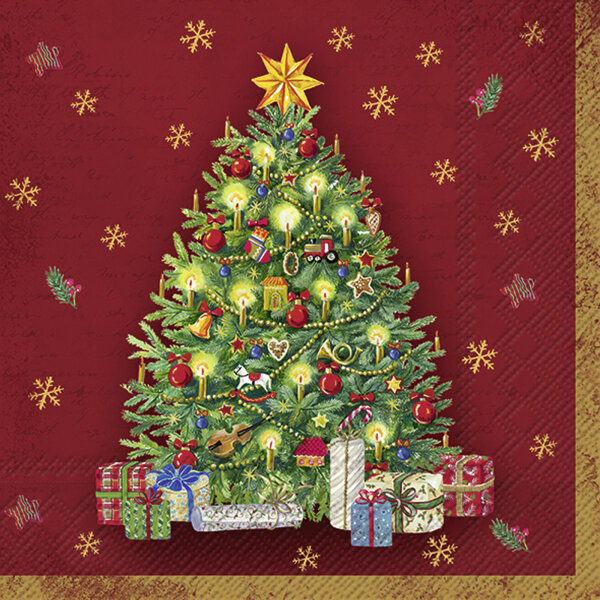 IHR Festive Tree Cocktail-Servietten mit geschmücktem Weihnachtsbaum