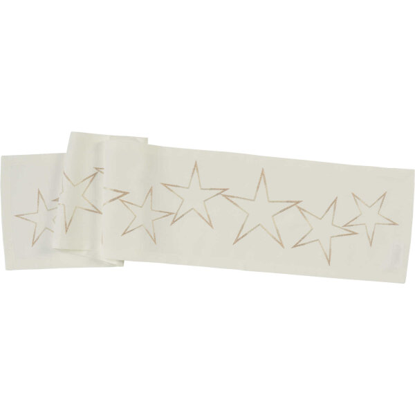 SANDER Starlet Loft Tischband 22x134 cm ecru mit Sternen bestickt