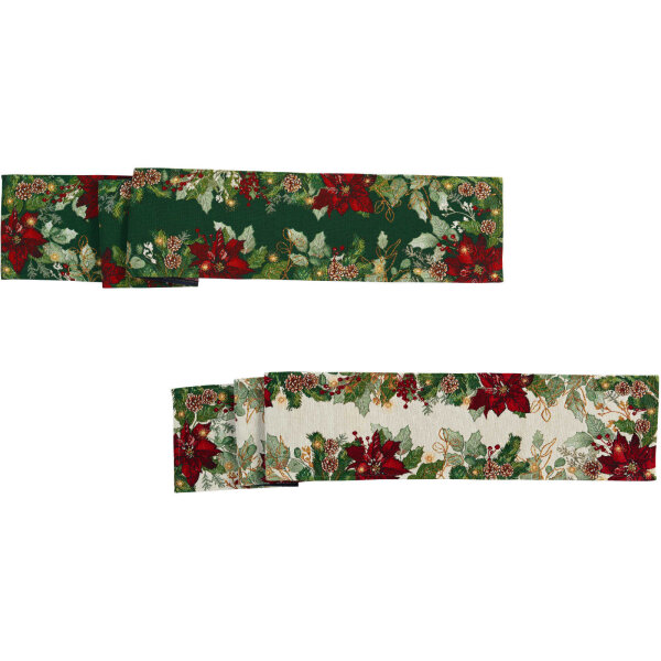 SANDER Crimson Baumwoll-Tischband mit Weihnachtssternen