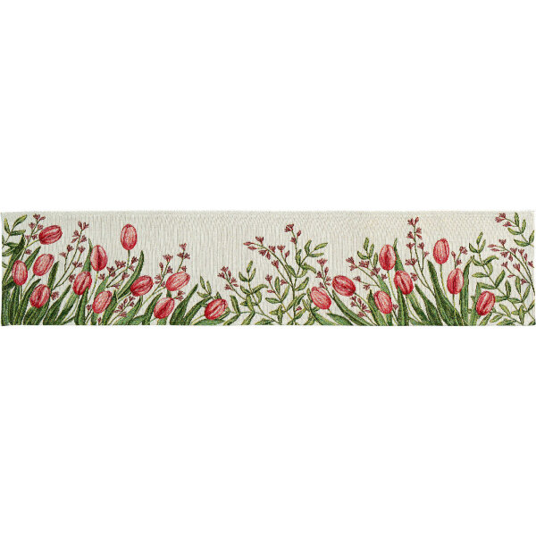 SANDER Tulina Gobelin-Tischband mit roten Tulpen