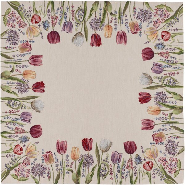 SANDNER Tulipa Gobelin-Mitteldecke mit Frühlingsblumen