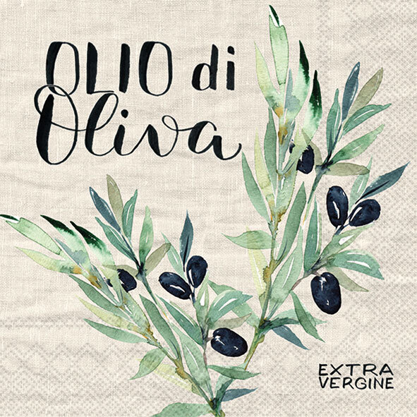 IHR Olio di Olivia Lunch-Servietten  mit mediteranem Olivenzweig