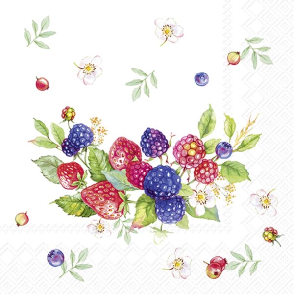 IHR Summer Berries Wreath Cocktail-Servietten mit Sommerfrüchten